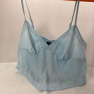 Wild Fable Light Blue Satin Lace Crop Top